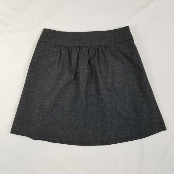 J Crew Wool Mini Skirt Charcoal Grey Shirred Pleated Sz 0 Gathered Women Lined - Picture 3 of 12